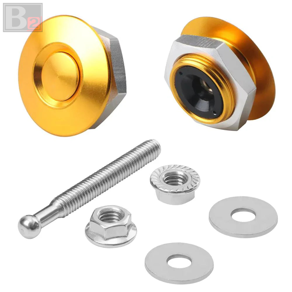 Universal Aluminum Push Button Billet Quick Release Fasteners (Gold)