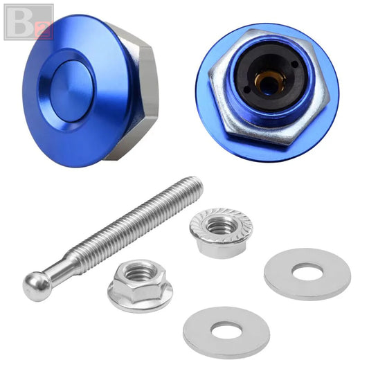 Universal Aluminum Push Button Billet Quick Release Fasteners (Blue)