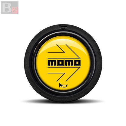 Momo Horn Button - Black Arrow Over Yellow