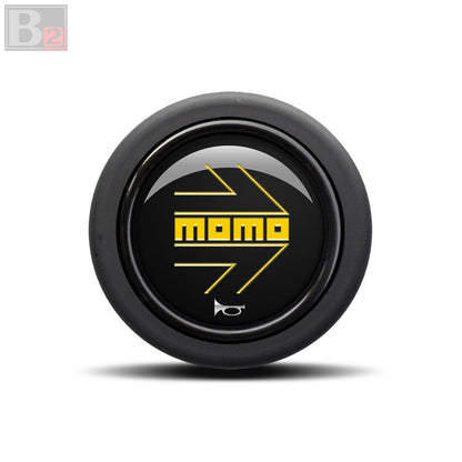 Momo Horn Button - Yellow Arrow Over Black