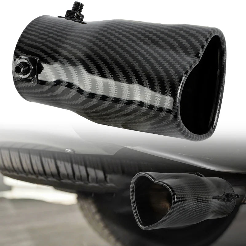 Carbon Fiber Look Heart Shaped Stainless Steel Car Exhaust Pipe Muffler Tip Straight