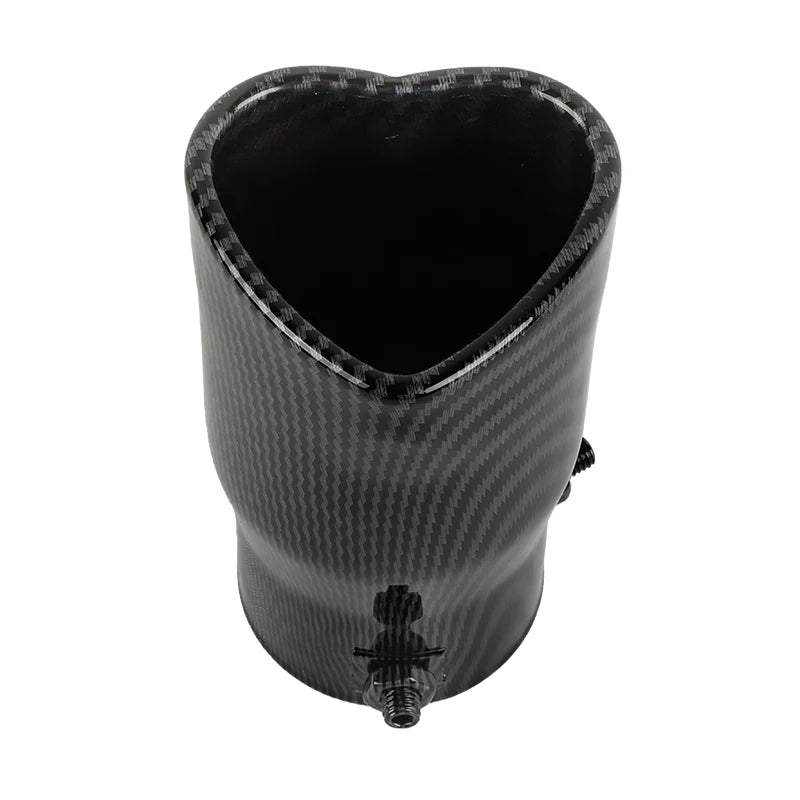 Carbon Fiber Look Heart Shaped Stainless Steel Car Exhaust Pipe Muffler Tip Straight