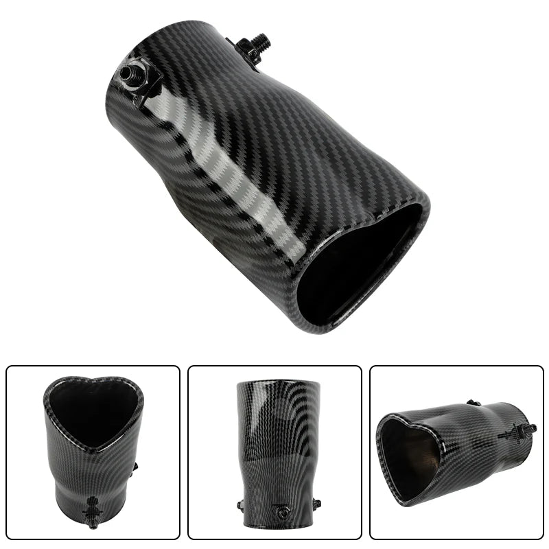 Carbon Fiber Look Heart Shaped Stainless Steel Car Exhaust Pipe Muffler Tip Straight