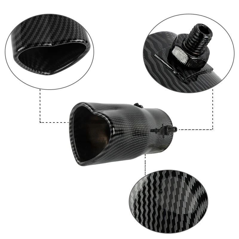 Carbon Fiber Look Heart Shaped Stainless Steel Car Exhaust Pipe Muffler Tip Straight