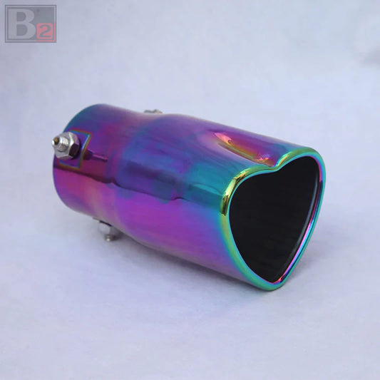 Neo Chrome Heart Shaped Stainless Steel Car Exhaust Pipe Muffler Tip Straight