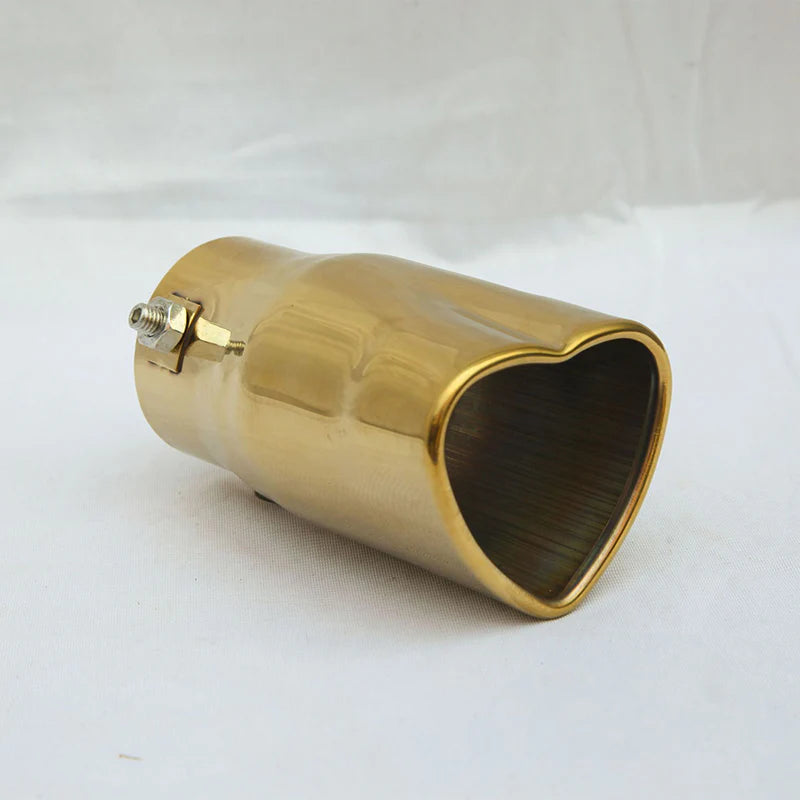 Gold Heart Shaped Stainless Steel Car Exhaust Pipe Muffler Tip Straight