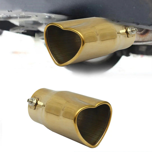 Gold Heart Shaped Stainless Steel Car Exhaust Pipe Muffler Tip Straight