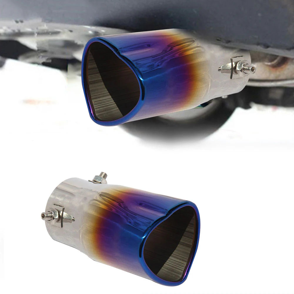 Burnt Blue Heart Shaped Stainless Steel Car Exhaust Pipe Muffler Tip Straight