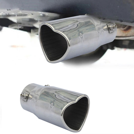 Silver Heart Shaped Stainless Steel Car Exhaust Pipe Muffler Tip Straight