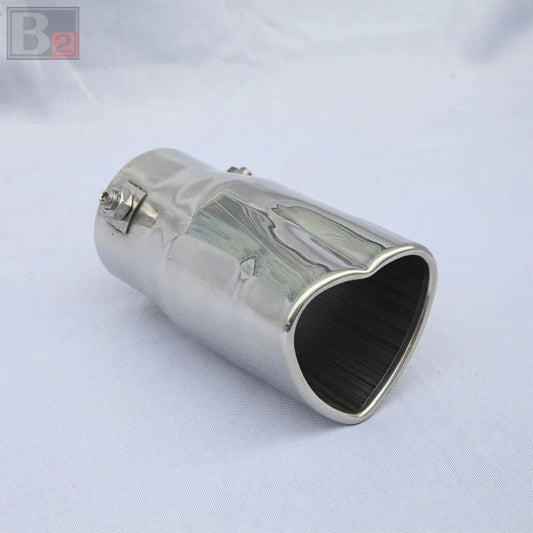 Silver Heart Shaped Stainless Steel Car Exhaust Pipe Muffler Tip Straight