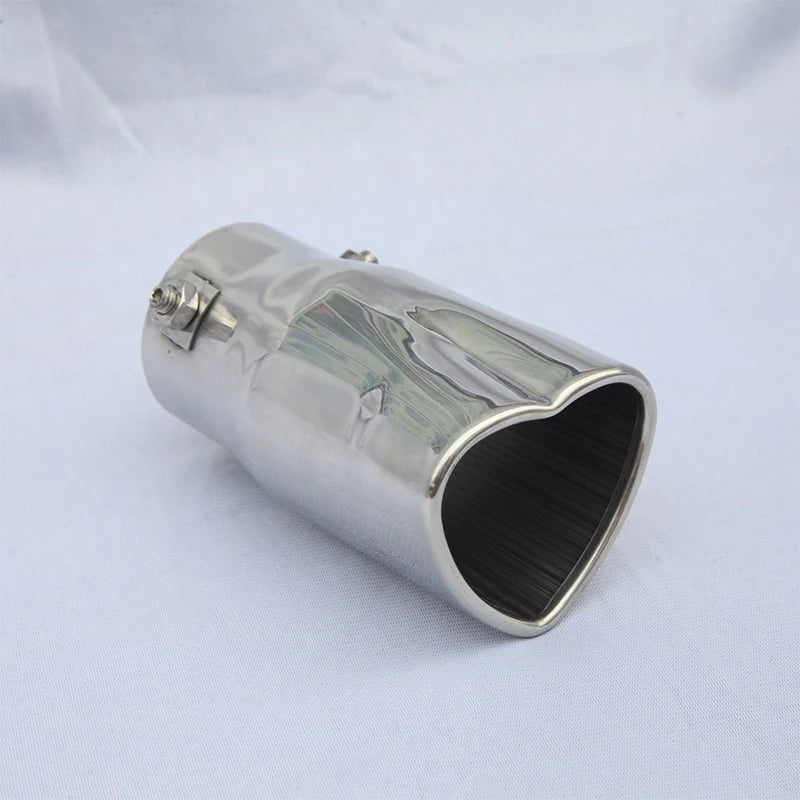 Silver Heart Shaped Stainless Steel Car Exhaust Pipe Muffler Tip Straight