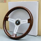 NARDI Classic 360mm Steering Wheel Mahogany Wood with Brushed Aluminum Finish