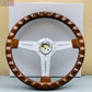 NARDI Classic 360mm Steering Wheel Mahogany Wood with Brushed Aluminum Finish