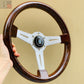 NARDI Classic 360mm Steering Wheel Mahogany Wood with Brushed Aluminum Finish