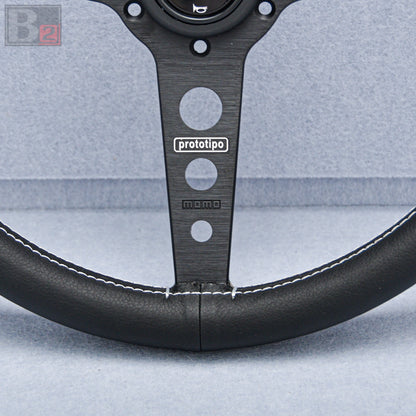 Momo Prototipo 350mm Black Leather Steering Wheel