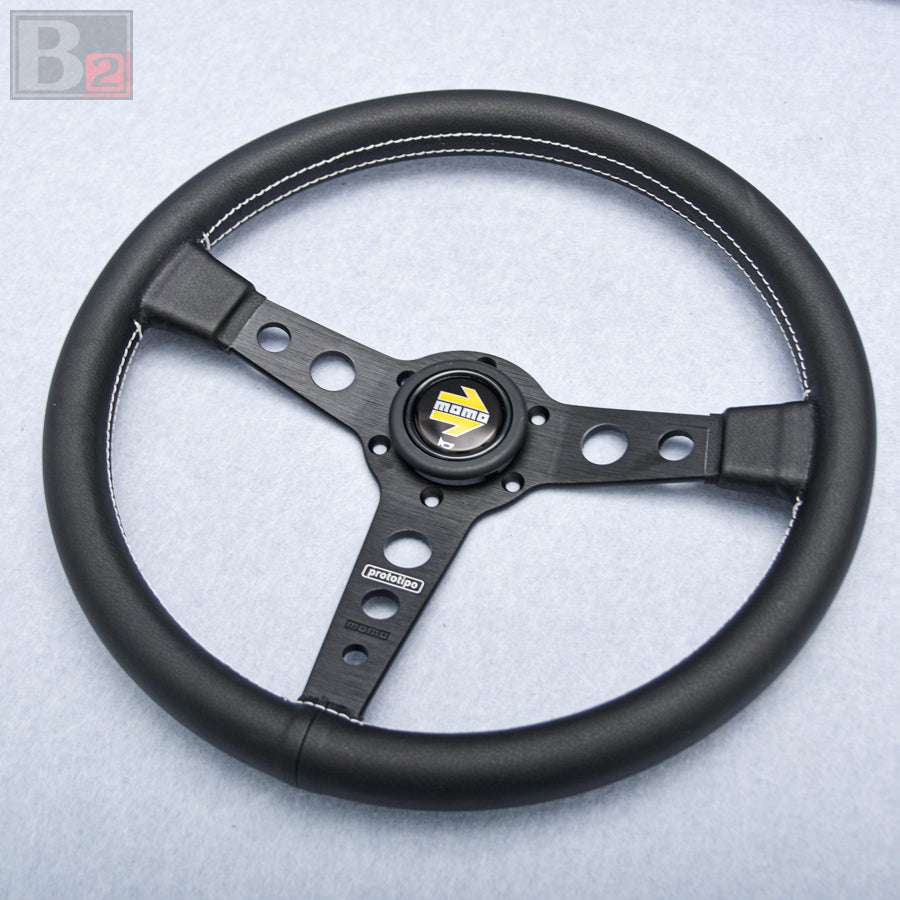 Momo Prototipo 350mm Black Leather Steering Wheel