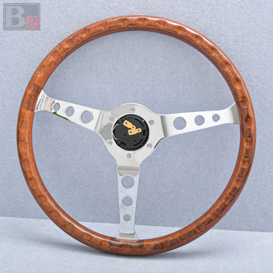 Nardi Classic 380mm Steering Wheel Mahogany Wood with Chrome Finish