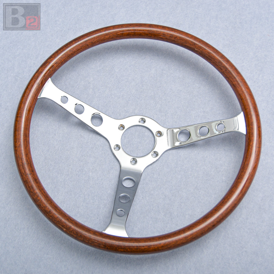 Nardi Classic 380mm Steering Wheel Mahogany Wood with Chrome Finish