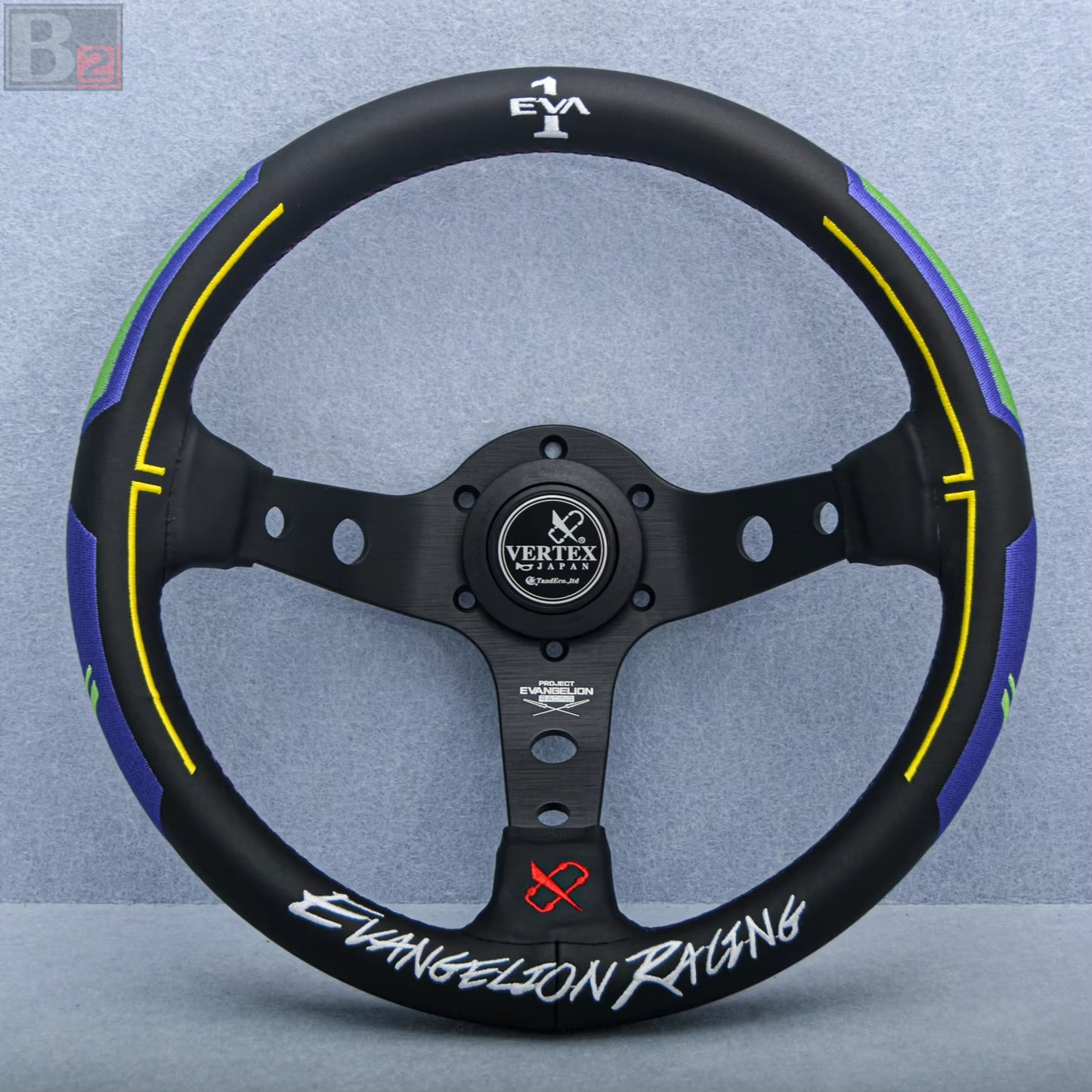 Vertex x Evangelion EVA Leather Steering Wheel 330mm (Blue)