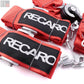 RECARO 4 Point 3" Racing Seat Belt Quick Release Snap-On Harness (Red)