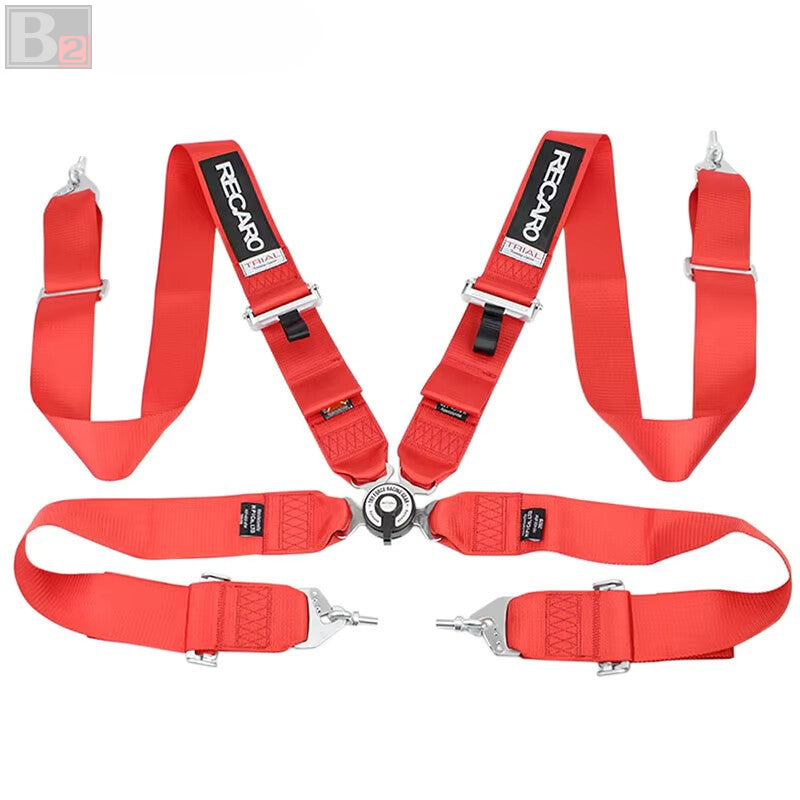 RECARO 4 Point 3" Racing Seat Belt Quick Release Snap-On Harness (Red)