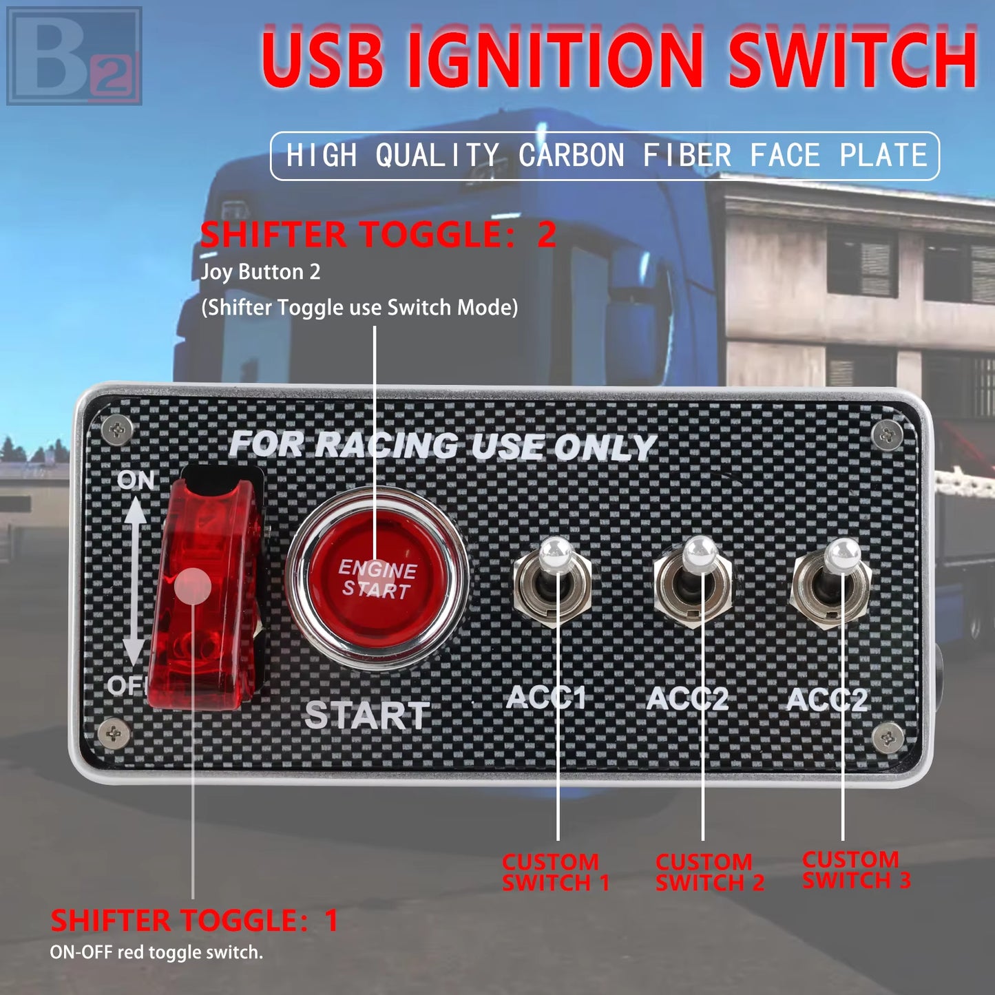 Carbon Fiber LED Sim Racing Toggle Switch Panel