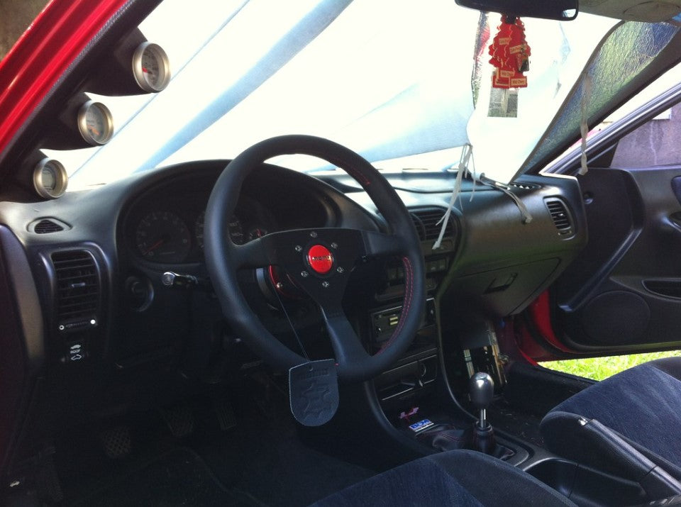 Momo MonteCarlo Steering Wheel Red Horn, Red Stitching