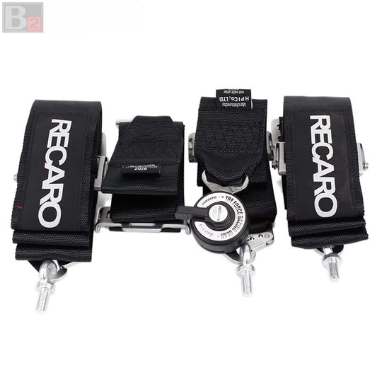 RECARO 4 Point 3" Racing Seat Belt Quick Release Snap-On Harness (Black)