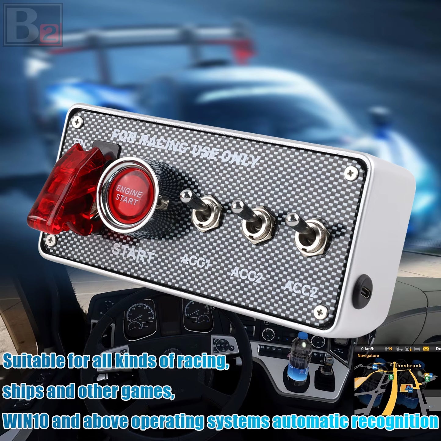 Carbon Fiber LED Sim Racing Toggle Switch Panel