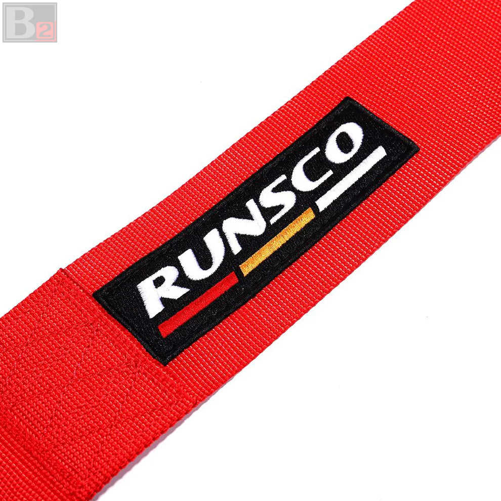 RUNSCO 4 Point 3" Racing Seat Belt Quick Release Snap-On Harness (Red)