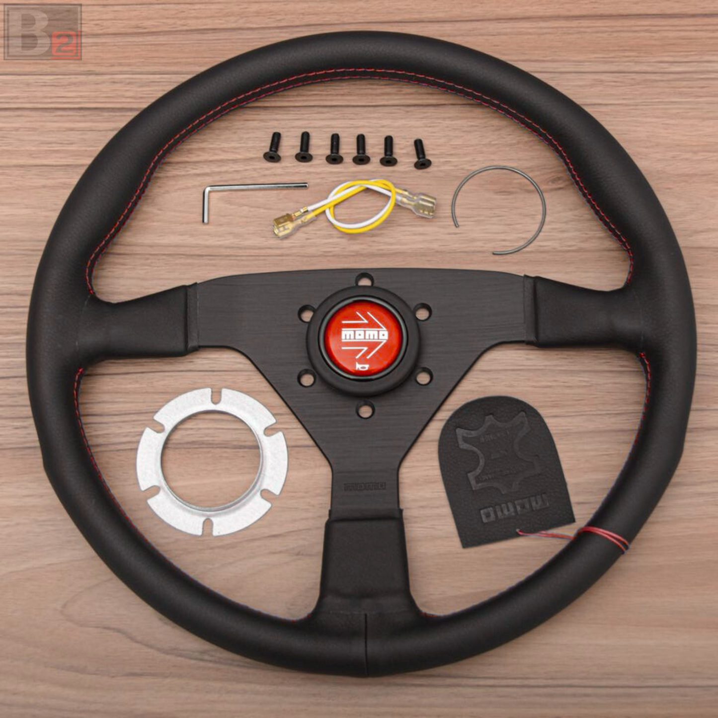 Momo MonteCarlo 350mm Steering Wheel With Red Stitching