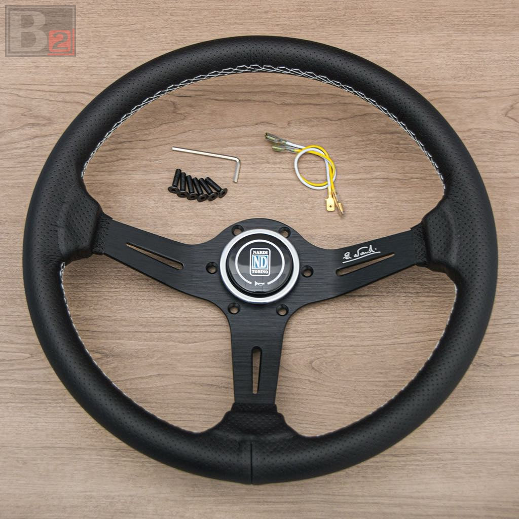 NARDI Classic 360mm Deep Dish Steering Wheel Leather with Black Finish