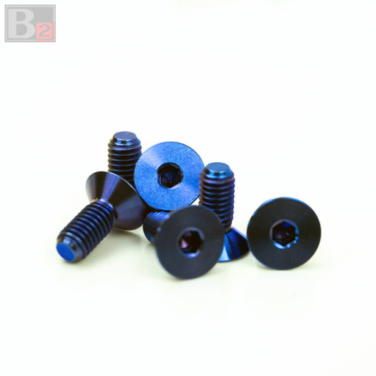 Titanium Flush Steering Wheel Bolts - Blue (M5 x 8mm)