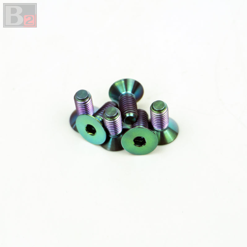 Titanium Flush Steering Wheel Bolts - Green (M5 x 8mm)