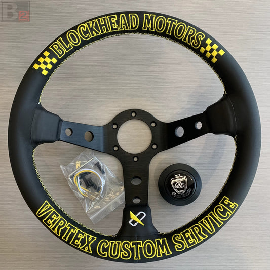 Vertex x Block Head Motors Leather Steering Wheel 330mm
