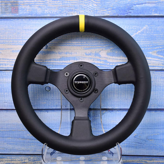 280mm Mini Kaido Racer Style Steering Wheel (Yellow Center Stripe)