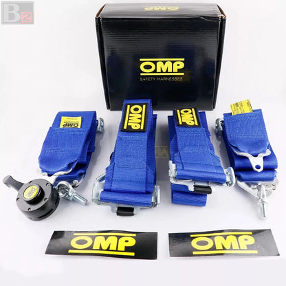 OMP 4 Point 3" Racing Seat Belt Quick Release Snap-On Harness
