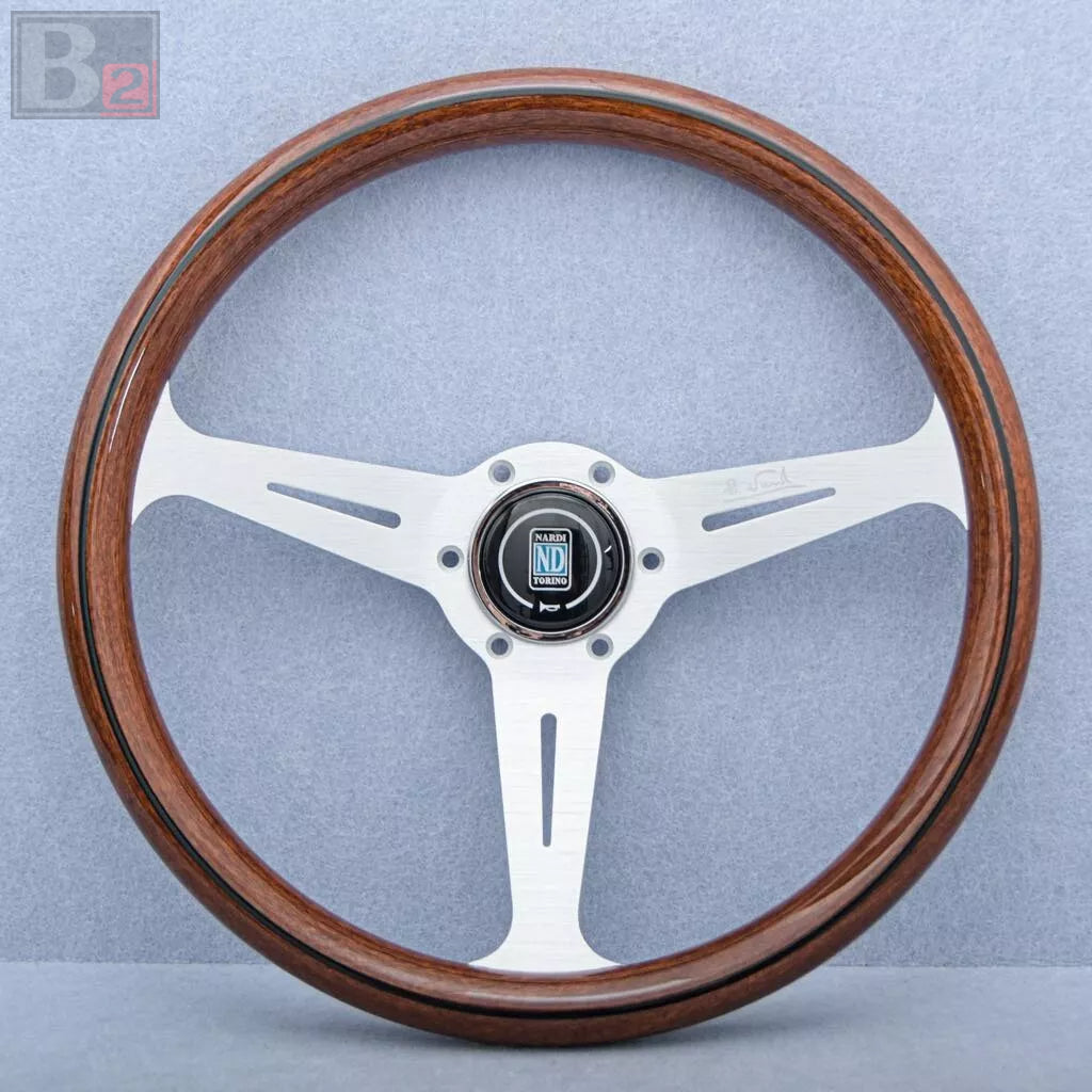 NARDI Classic 360mm Steering Wheel Mahogany Wood with Chrome Finish