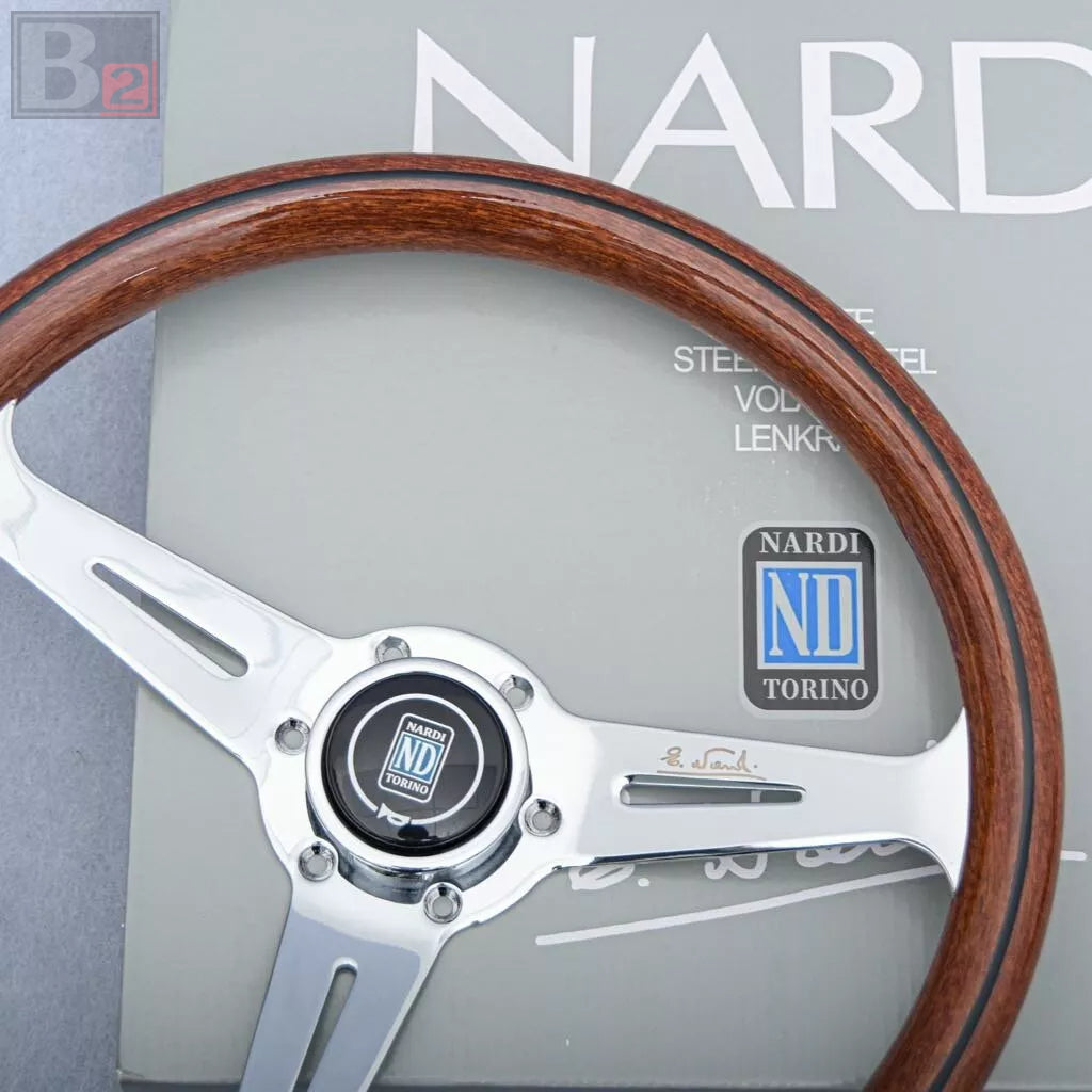 NARDI Classic 360mm Steering Wheel Mahogany Wood with Chrome Finish