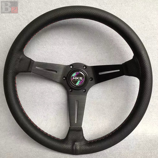HKS Perforated Leather Deep Dish 14 Inch Steering Wheel