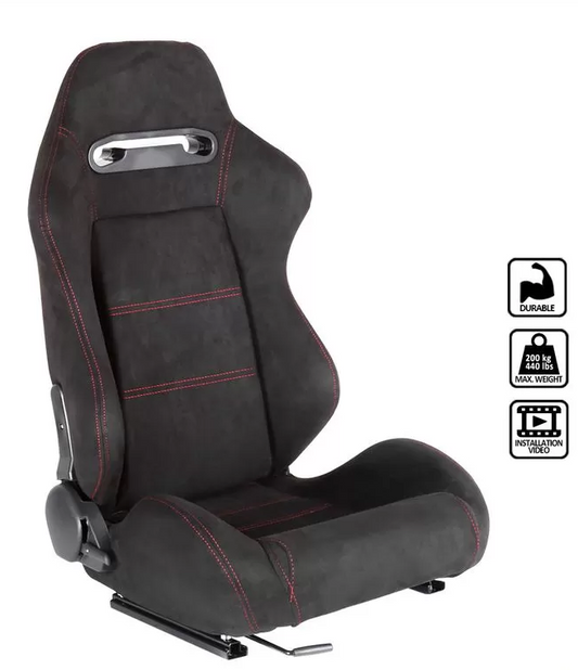 Suede Racing Seats with Red Stitching (Pair of 2)