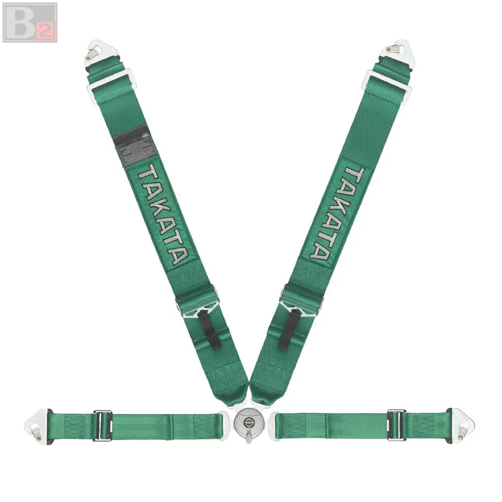 TAKATA 4 Point 3" Quick Release Snap-On Racing Harness (Green)