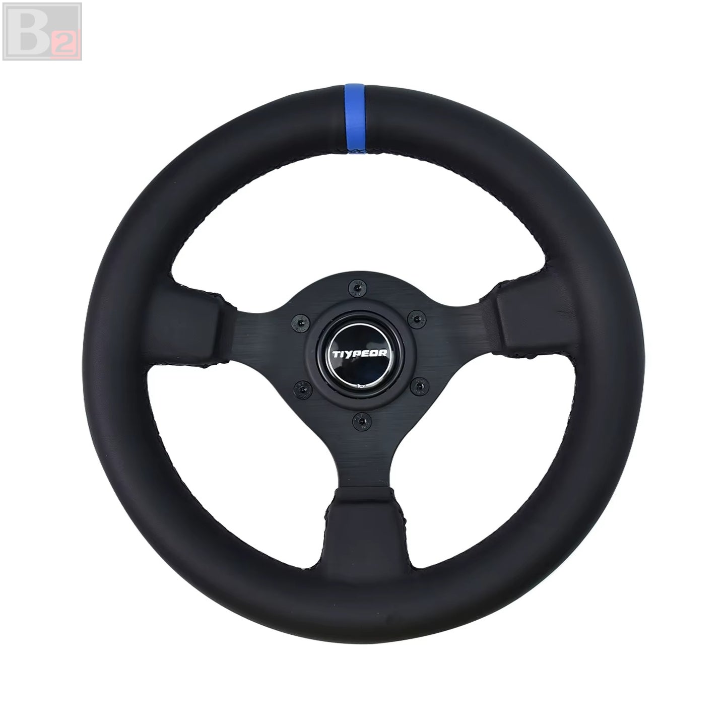280mm Mini Kaido Racer Style Steering Wheel (Blue Center Stripe)