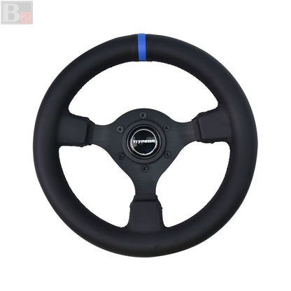 280mm Mini Kaido Racer Style Steering Wheel (Blue Center Stripe)
