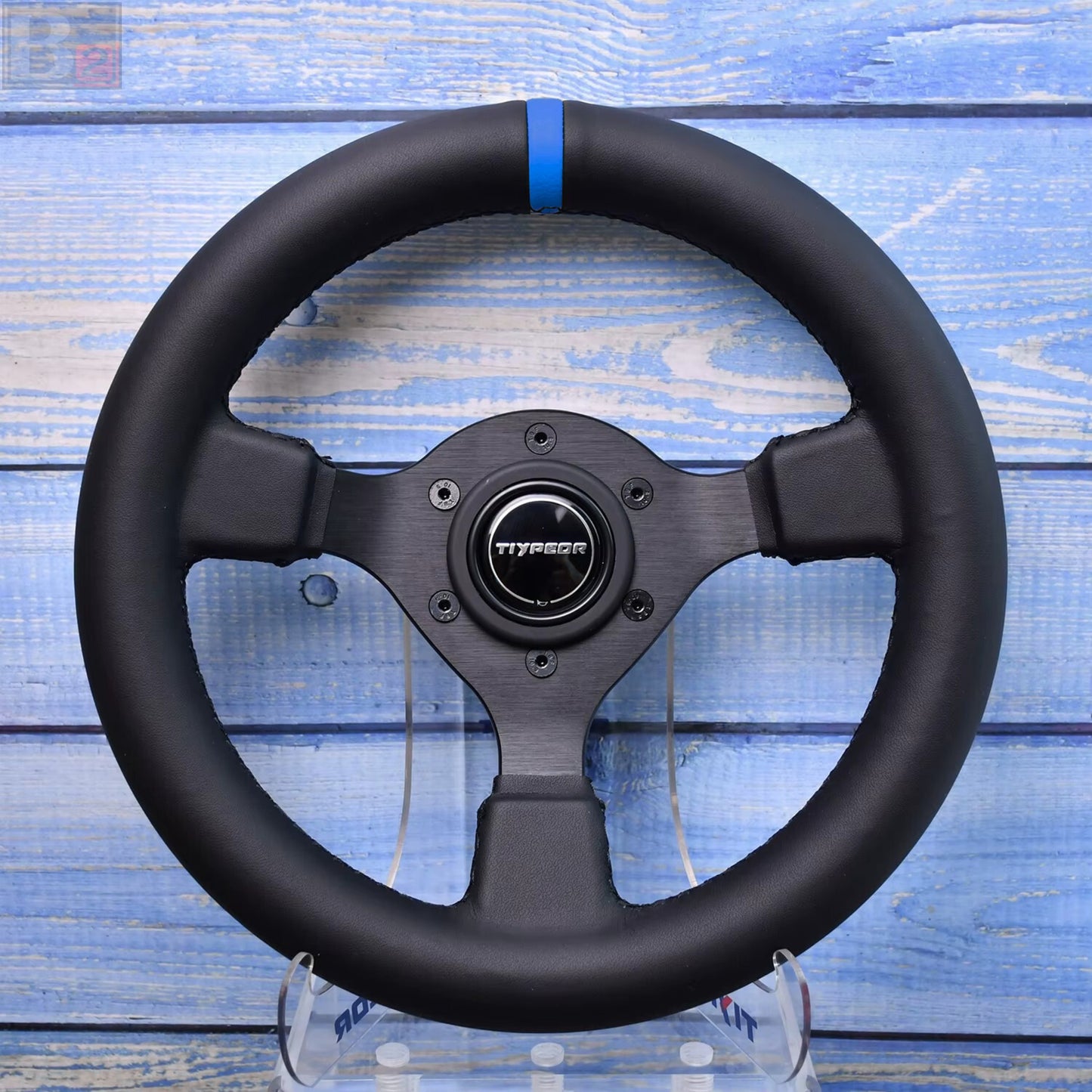 280mm Mini Kaido Racer Style Steering Wheel (Blue Center Stripe)
